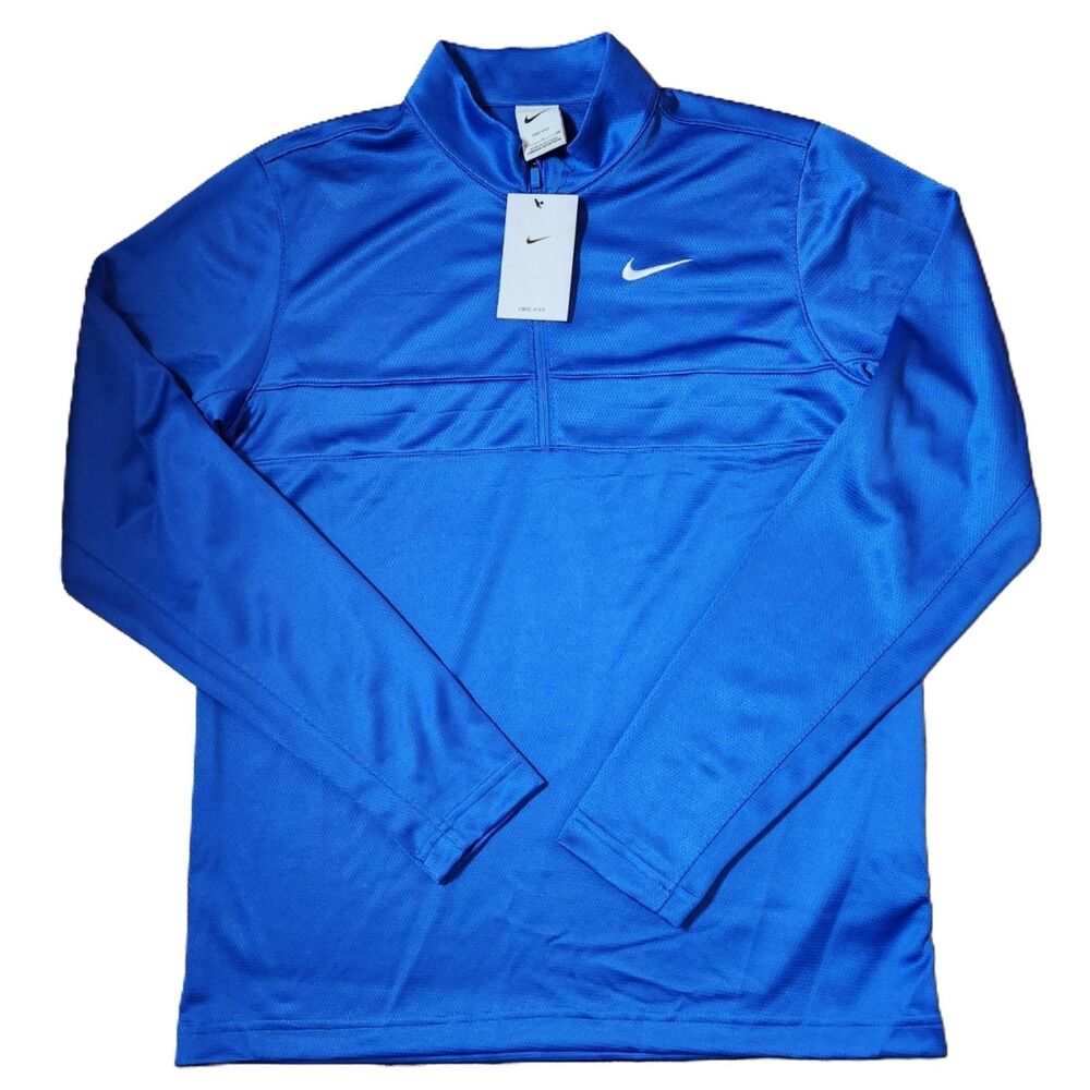 Nike Men’s Dri‑Fit Quarter Zip Golf Pullover Size Small Blue NWT